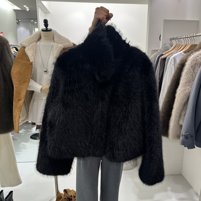 AHOY東大門㊣直郵女裝新品休閑25秋冬人氣職業短款大衣皮草AHOY短款大衣圖色3