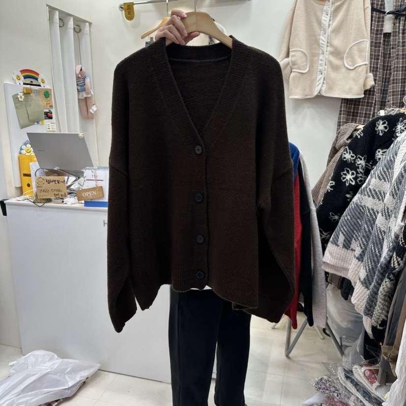 HOJAE東大門㊣直郵女士新款職業真品推薦25秋冬人氣針織衫開衫MID-LEVEL JUMP針織衫圖色5棕色