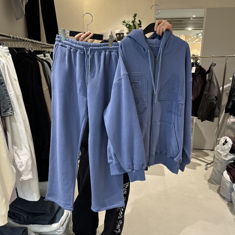 MEMO CLASSIC東大門㊣代購女士新款真品套裝加絨拉鏈套裝連帽MEMO CLASSIC套裝圖色2