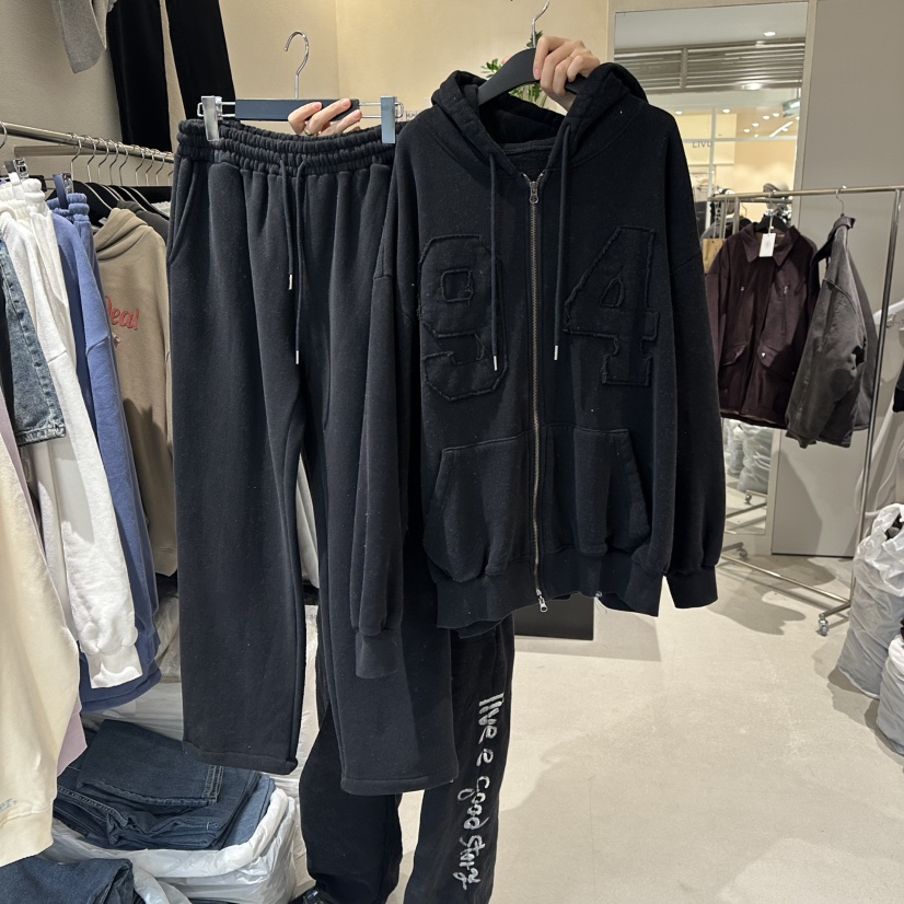 MEMO CLASSIC東大門㊣代購女士新款真品套裝加絨拉鏈套裝連帽MEMO CLASSIC套裝圖色3