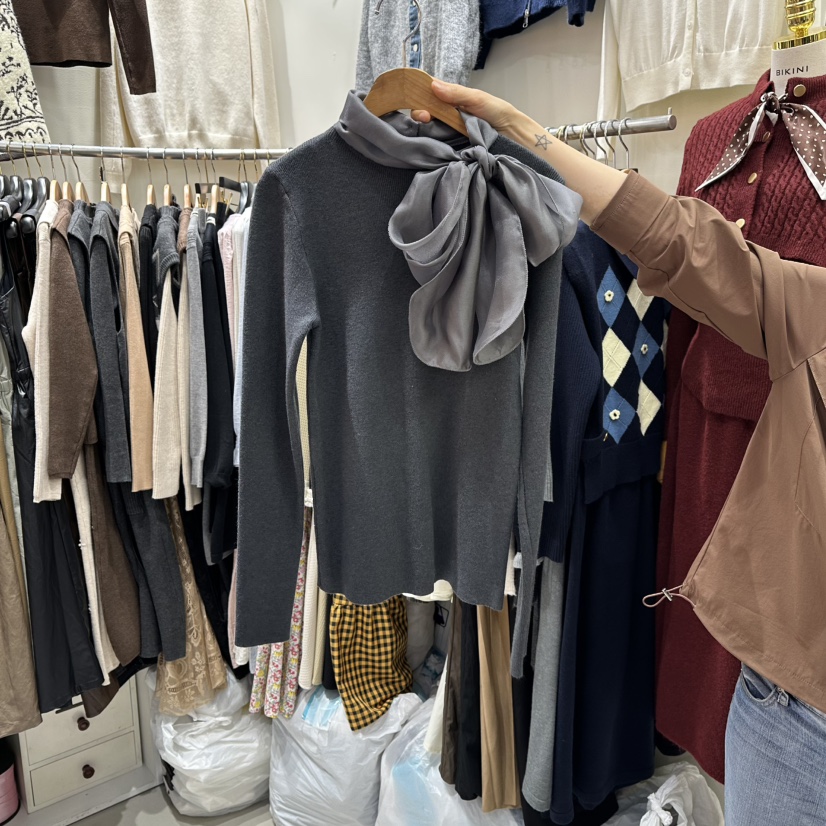 BIKINI東大門㊣代購女裝新品熱賣人氣推薦職業休閑真品針織衫BIKINI針織衫圖色3墨色