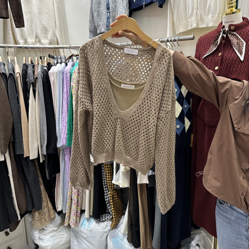 BIKINI韓國直郵㊣女裝新品25秋冬時尚熱賣推薦套裝套裝鏤空BIKINI套裝圖色1