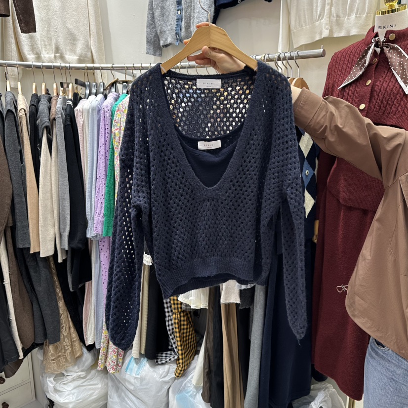 BIKINI韓國直郵㊣女裝新品25秋冬時尚熱賣推薦套裝套裝鏤空BIKINI套裝圖色2