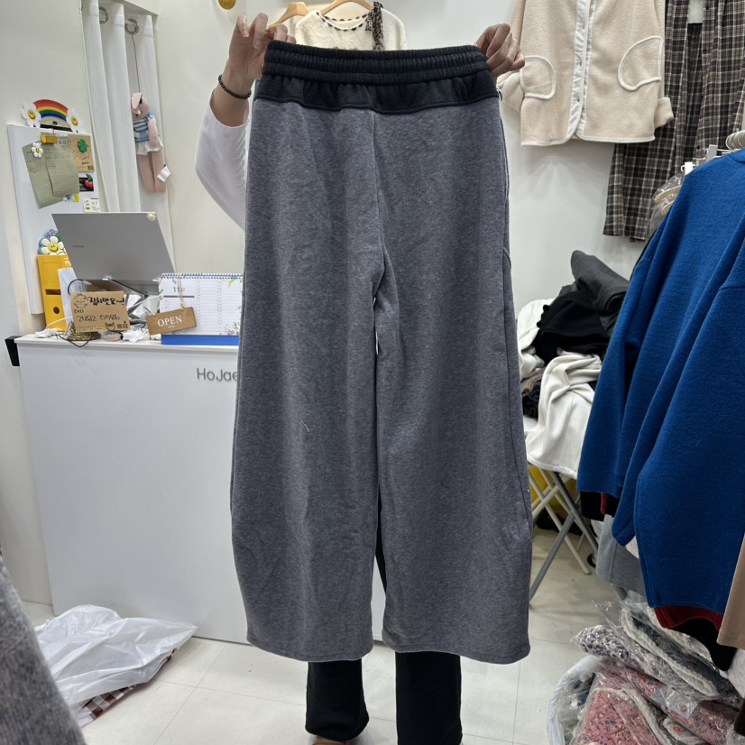 HOJAE東大門㊣代購女士新款人氣時尚25秋冬熱賣休閑褲加絨抓絨MID-LEVEL JUMP休閑褲