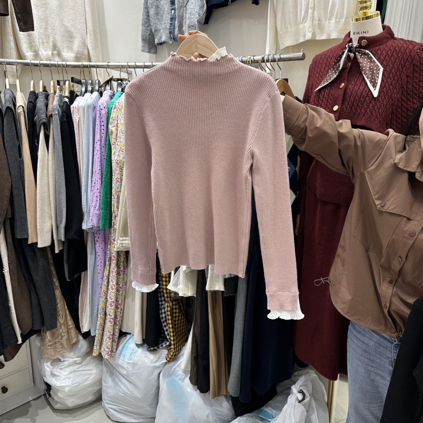 BIKINI東大門㊣直郵女士新品職業人氣時尚真品熱賣針織衫褶皺BIKINI針織衫