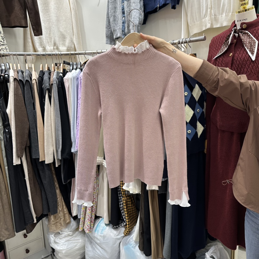 BIKINI東大門㊣直郵女士新品職業人氣時尚真品熱賣針織衫褶皺BIKINI針織衫圖色2