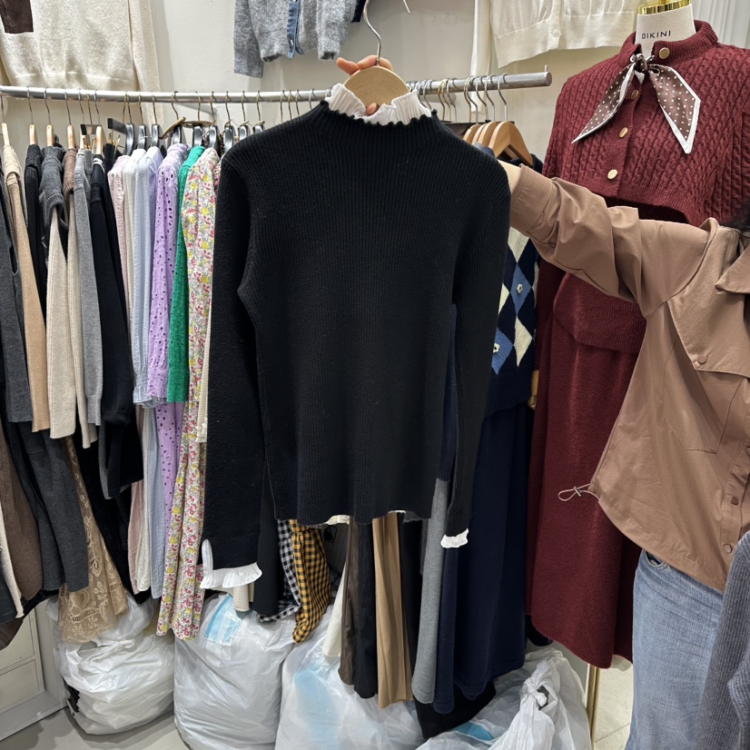 BIKINI東大門㊣直郵女士新品職業人氣時尚真品熱賣針織衫褶皺BIKINI針織衫圖色3