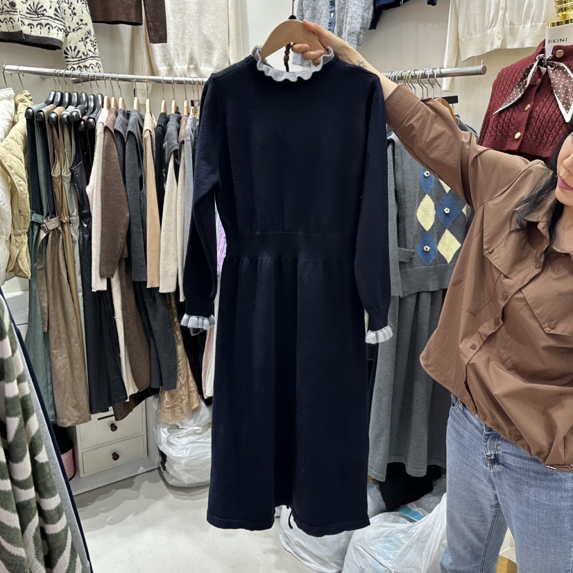 BIKINI韓國代購㊣女士新款人氣時尚推薦真品休閑連衣裙含腰帶BIKINI連衣裙