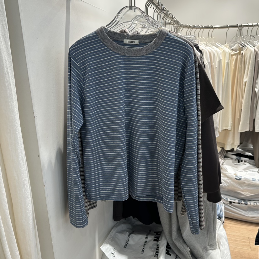STORIES韓國代購㊣女裝新款休閑人氣熱賣推薦時尚職業長袖T恤STORIES長袖T恤圖色1