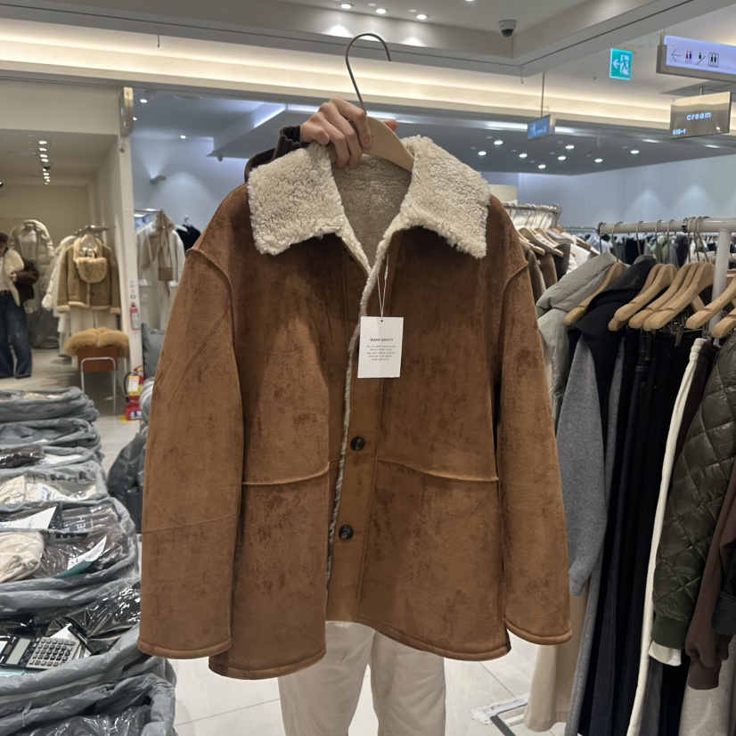 BLUEI-D韓國代購㊣女裝新款職業熱賣25秋冬短款大衣里外穿Blue i-d短款大衣圖色1