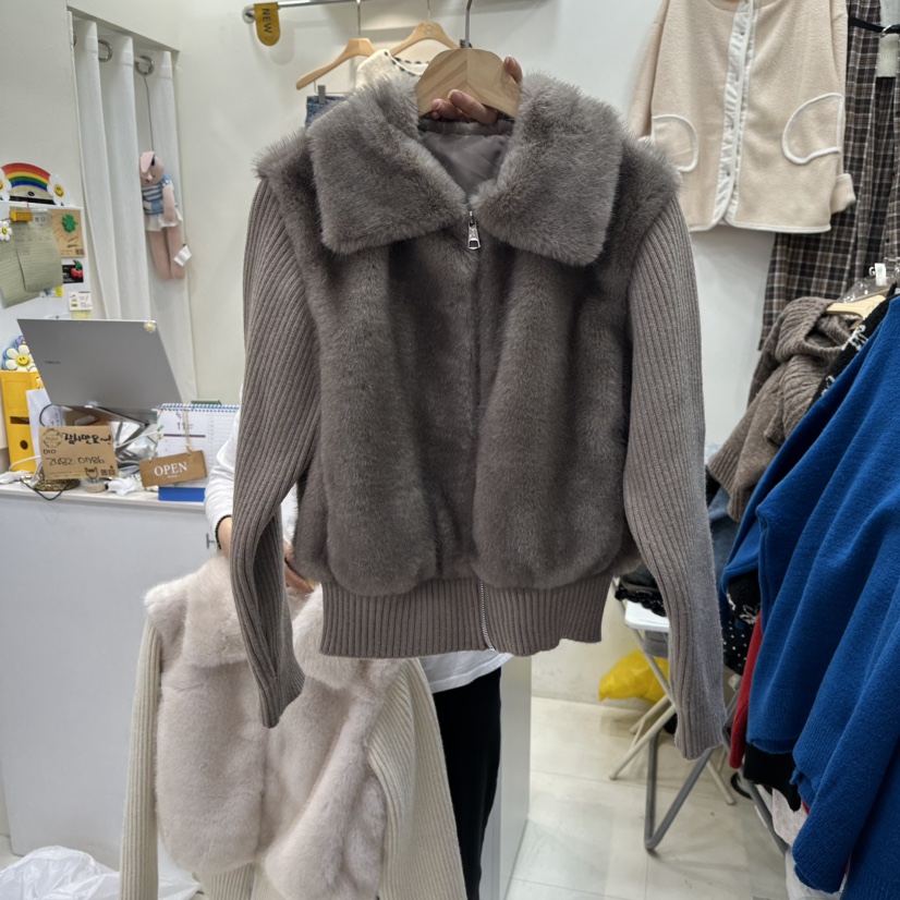 HOJAE韓國直郵㊣女裝新款真品推薦休閑時尚人氣職業夾克貂皮MID-LEVEL JUMP夾克圖色2