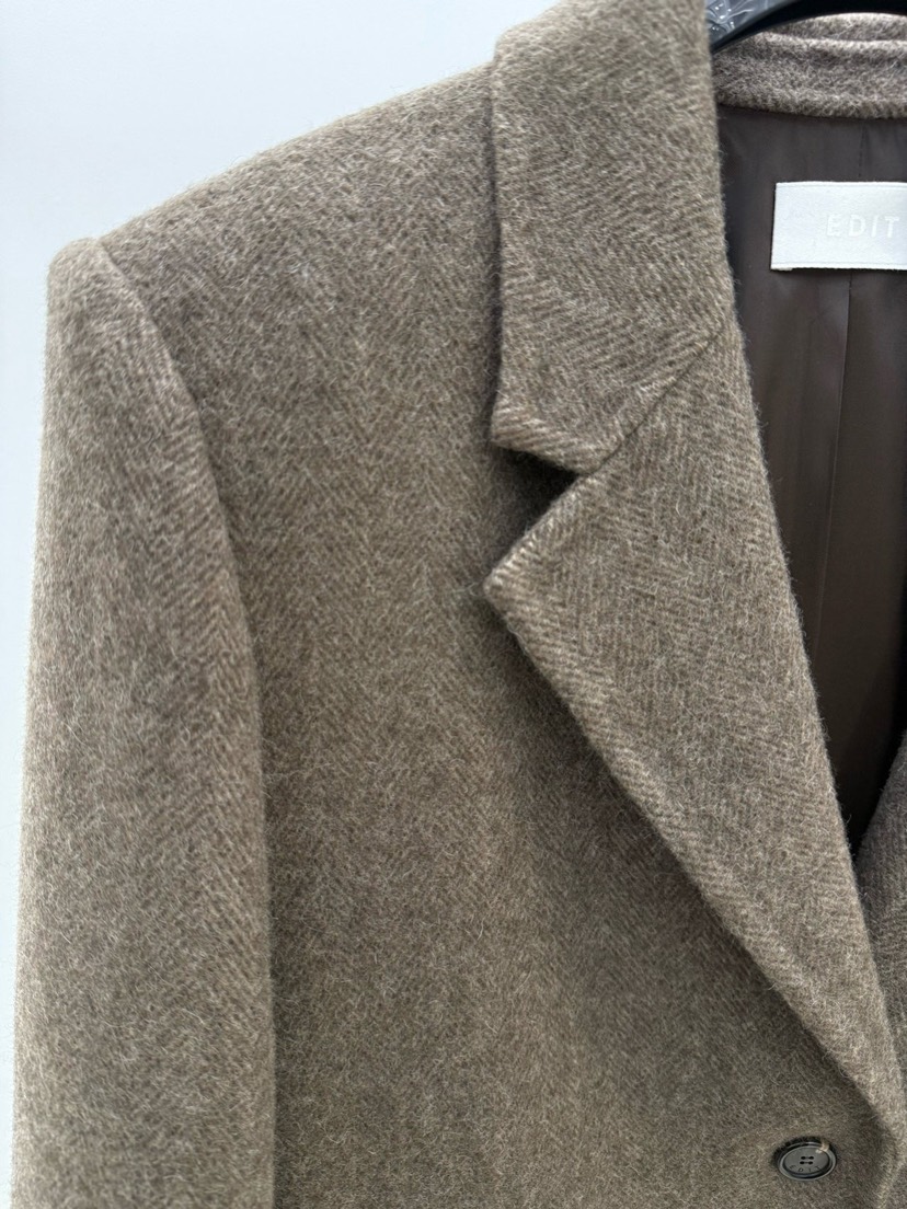 EDIT韓國代購㊣女裝新款25秋冬熱賣人氣時尚休閑中長款大衣EDIT中長款大衣