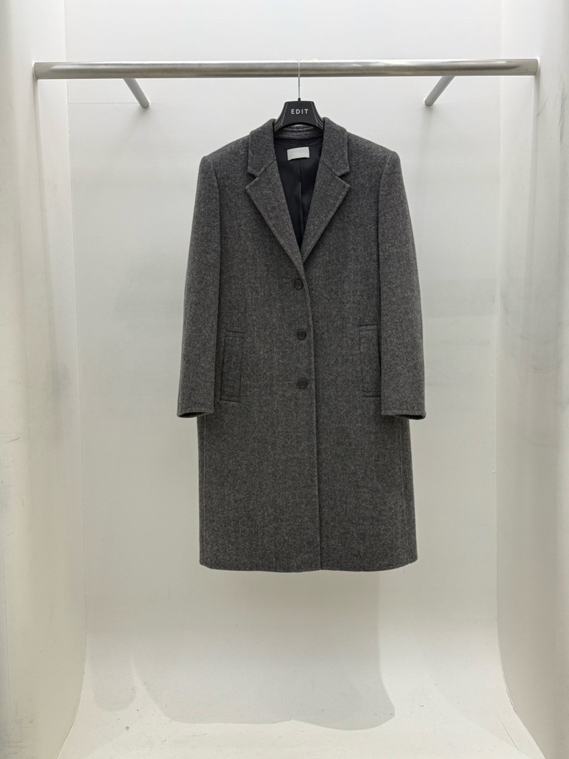 EDIT韓國代購㊣女裝新款25秋冬熱賣人氣時尚休閑中長款大衣EDIT中長款大衣圖色2