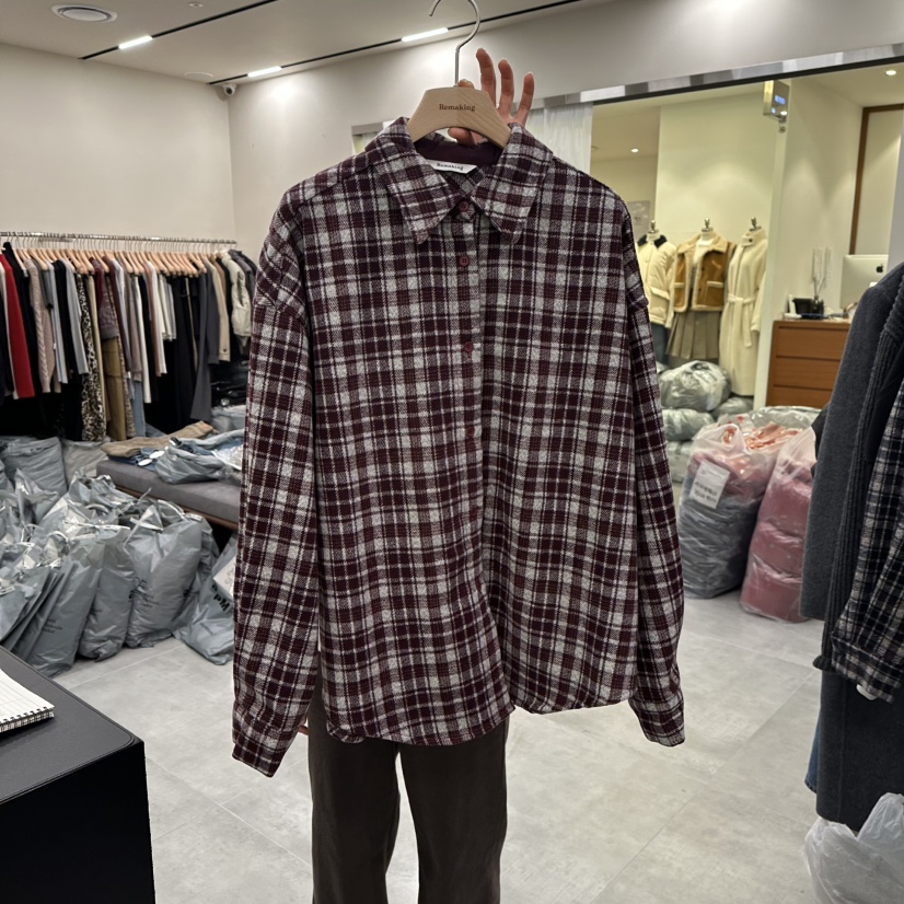 URBANSTORY/REMAKING韓國直郵㊣女裝新款熱賣襯衫蕾絲衫羊毛格紋Remaking/URBANSTORY襯衫/蕾絲衫圖色1