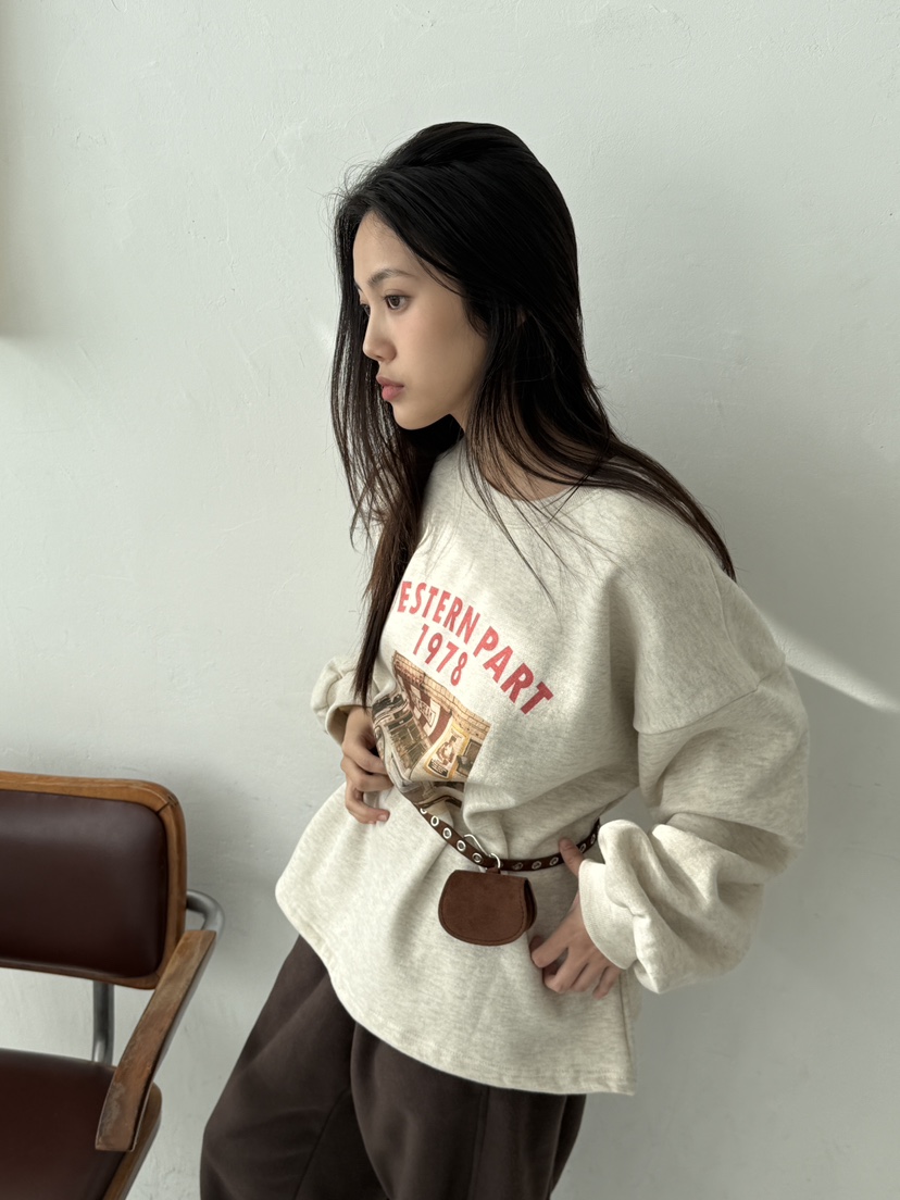 EOMPIT韓國直郵㊣女士新品25秋冬休閑人氣推薦衛衣不含腰包EOMPIT衛衣