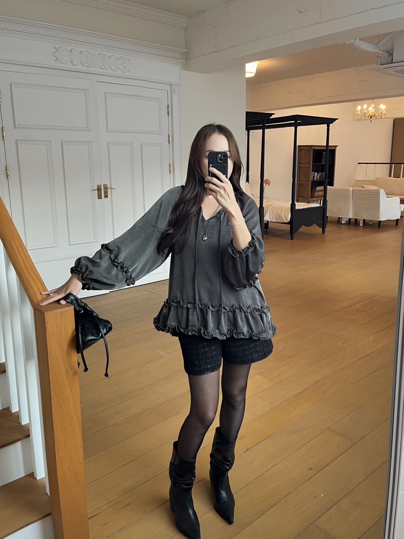 BOLD韓國直郵㊣女士新品時尚人氣25秋冬推薦休閑襯衫蕾絲衫BOLD襯衫/蕾絲衫