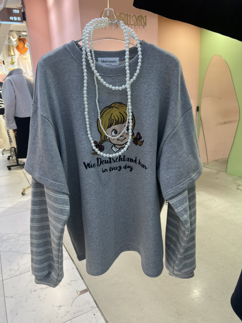 BLUE BANANA東大門㊣直郵女士新款25秋冬推薦長袖T恤不含項鏈BLUE BANANA長袖T恤圖色2