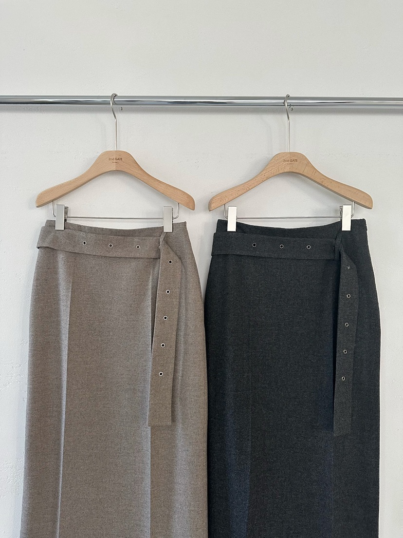 2ND GATE韓國直郵㊣女裝新品熱賣人氣時尚推薦職業長裙腰帶2ND GATE長裙