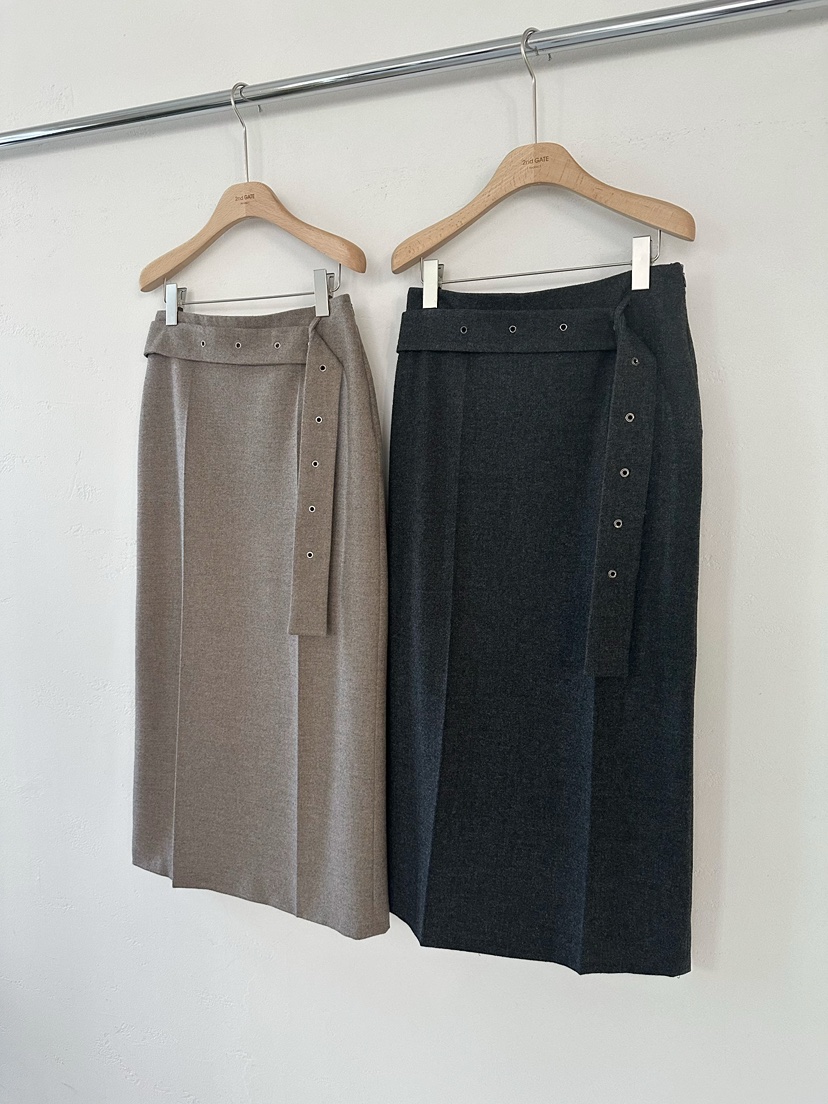 2ND GATE韓國直郵㊣女裝新品熱賣人氣時尚推薦職業長裙腰帶2ND GATE長裙