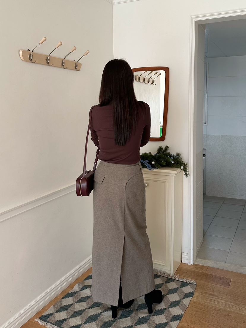 2ND GATE韓國直郵㊣女裝新品熱賣人氣時尚推薦職業長裙腰帶2ND GATE長裙