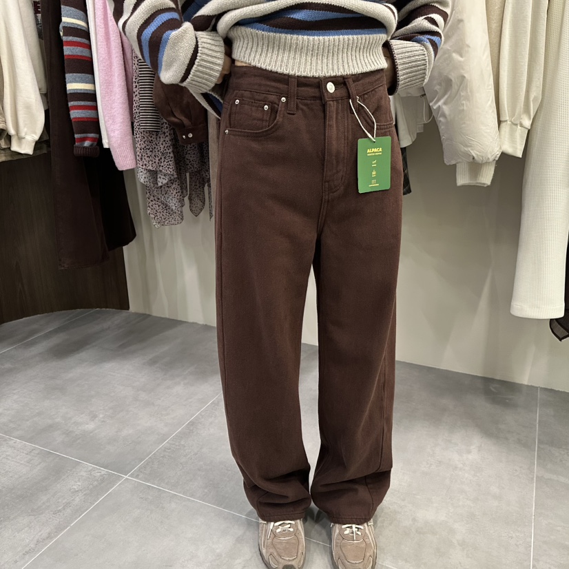 URBANSTORY/REMAKING東大門㊣代購女裝新款休閑牛仔褲羊駝Remaking/URBANSTORY牛仔褲圖色1