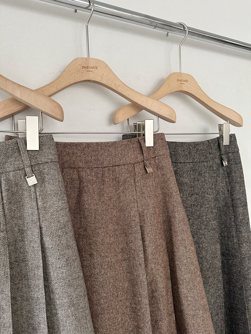 2ND GATE東大門㊣直郵女士新款推薦熱賣25秋冬人氣長裙人字紋2ND GATE長裙