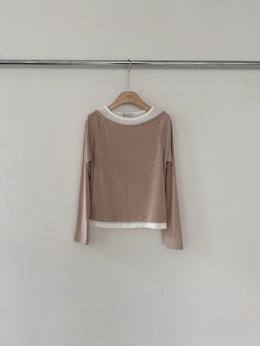 2ND GATE東大門㊣代購女士新款職業真品25秋冬長袖T恤假兩件2ND GATE長袖T恤圖色2