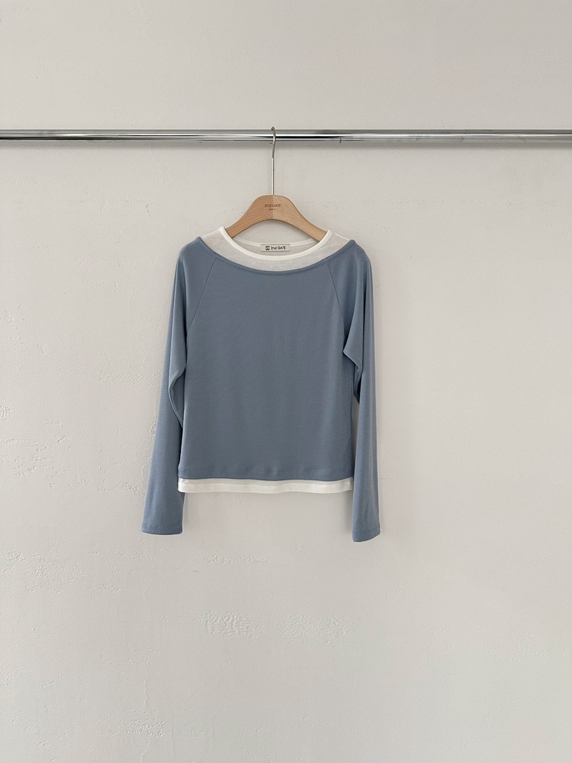 2ND GATE東大門㊣代購女士新款職業真品25秋冬長袖T恤假兩件2ND GATE長袖T恤圖色4