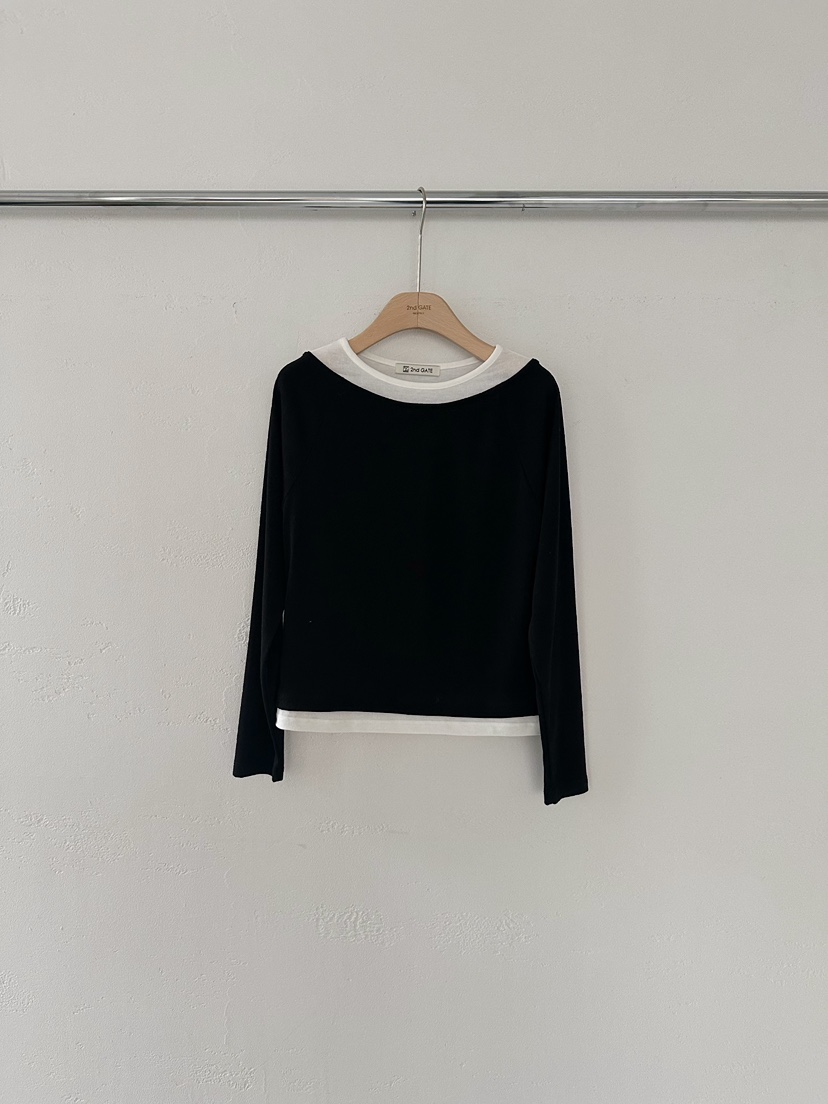 2ND GATE東大門㊣代購女士新款職業真品25秋冬長袖T恤假兩件2ND GATE長袖T恤圖色5