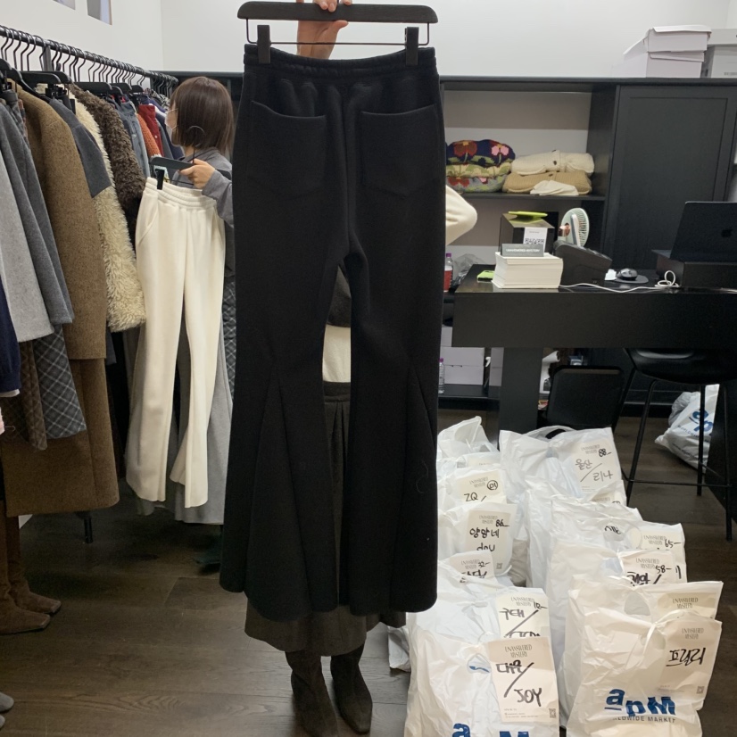 UNANSWERED-MYSTERY韓國直郵㊣女士新款真品休閑褲加絨羊毛喇叭UNANSWERED-MYSTERY休閑褲