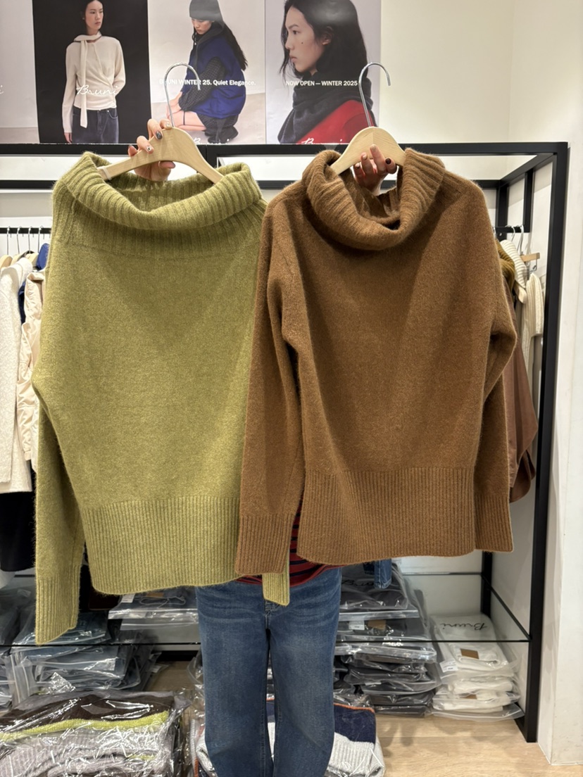 BRUNI/RICOTTA東大門㊣直郵女裝新款推薦人氣針織衫浣熊露肩BRUNI/RICOTTA針織衫