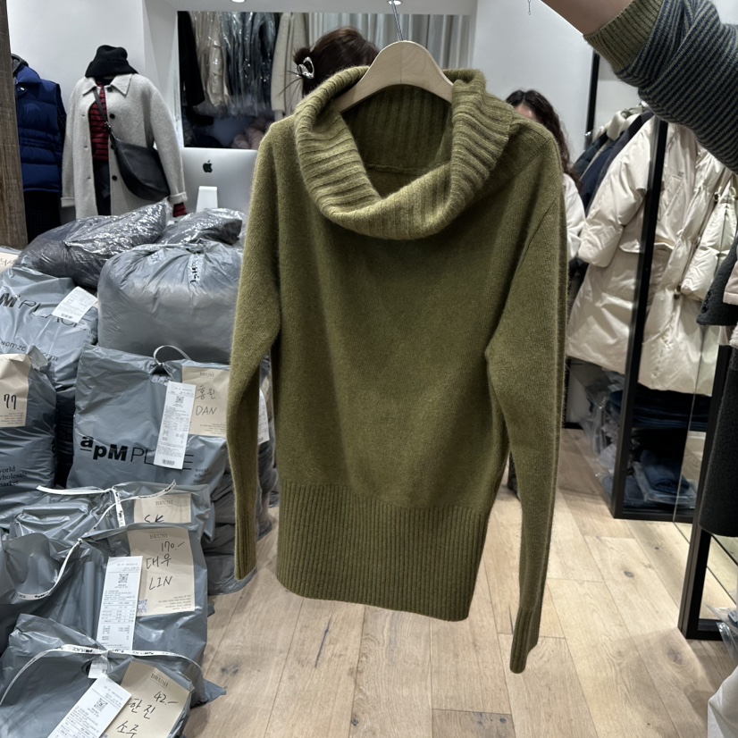 BRUNI/RICOTTA東大門㊣直郵女裝新款推薦人氣針織衫浣熊露肩BRUNI/RICOTTA針織衫圖色2