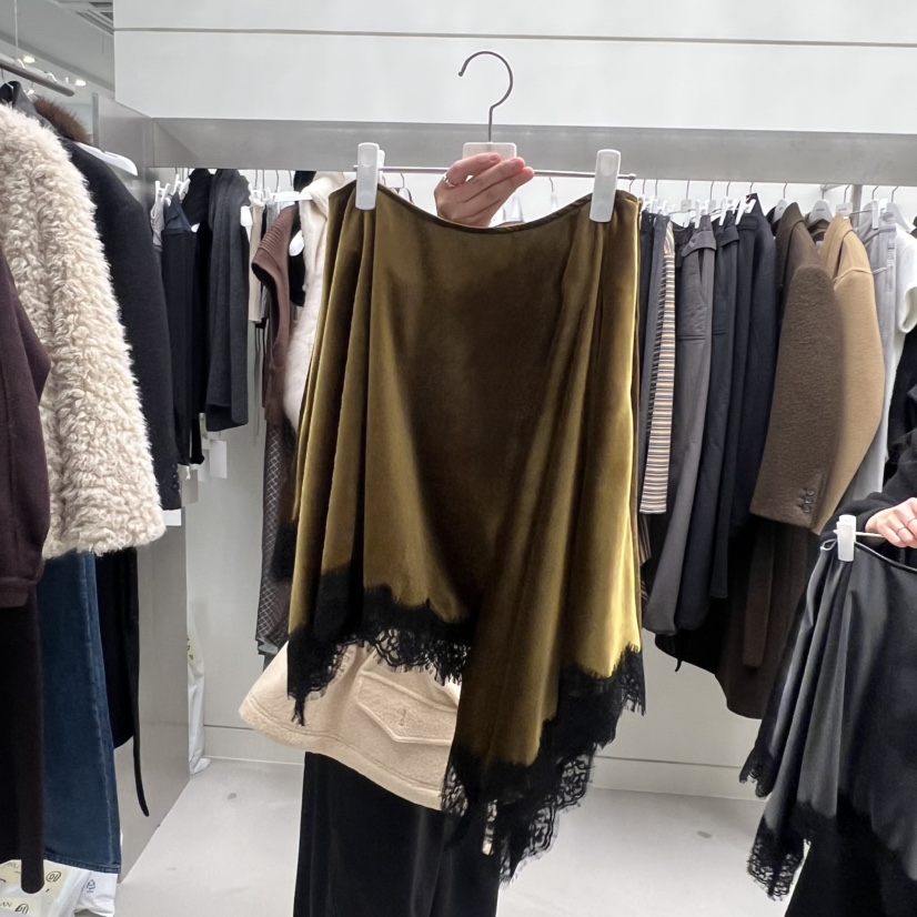 NUTPLAN韓國直郵㊣女裝新款人氣熱賣半身裙中短裙天鵝絨蕾絲NUTPLAN半身裙/中短裙