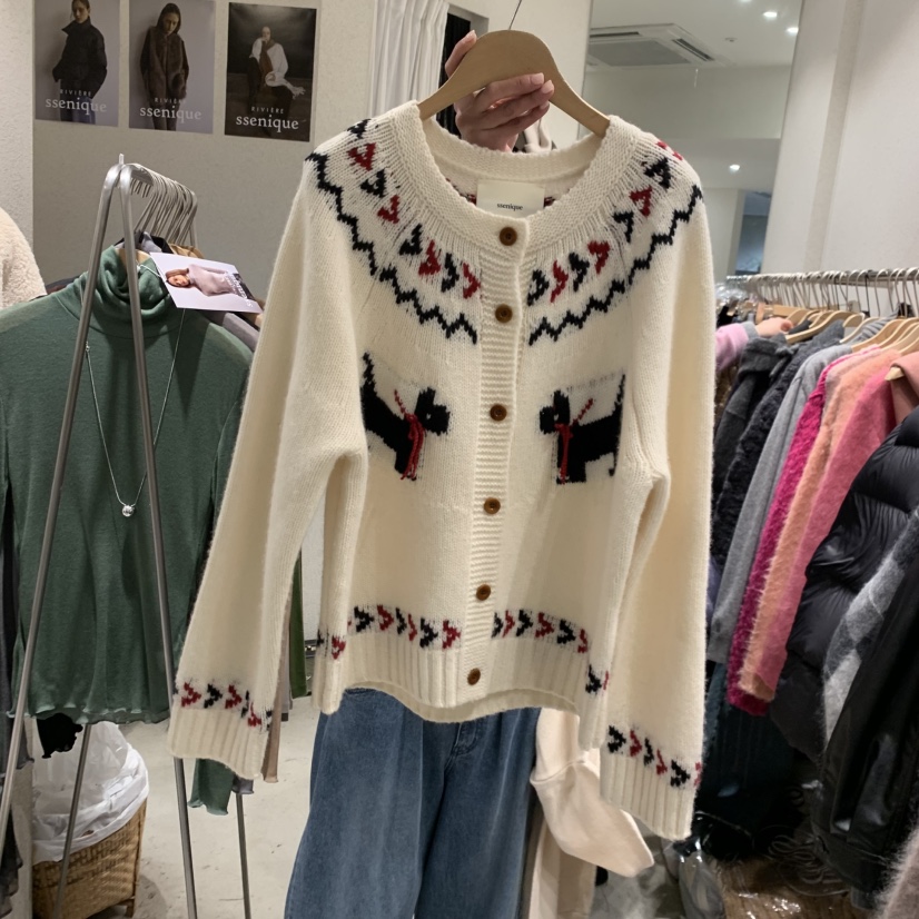 SSEMIENNE韓國直郵㊣女士新品休閑熱賣職業25秋冬毛衣開衫絨SSENIQUE毛衣圖色1