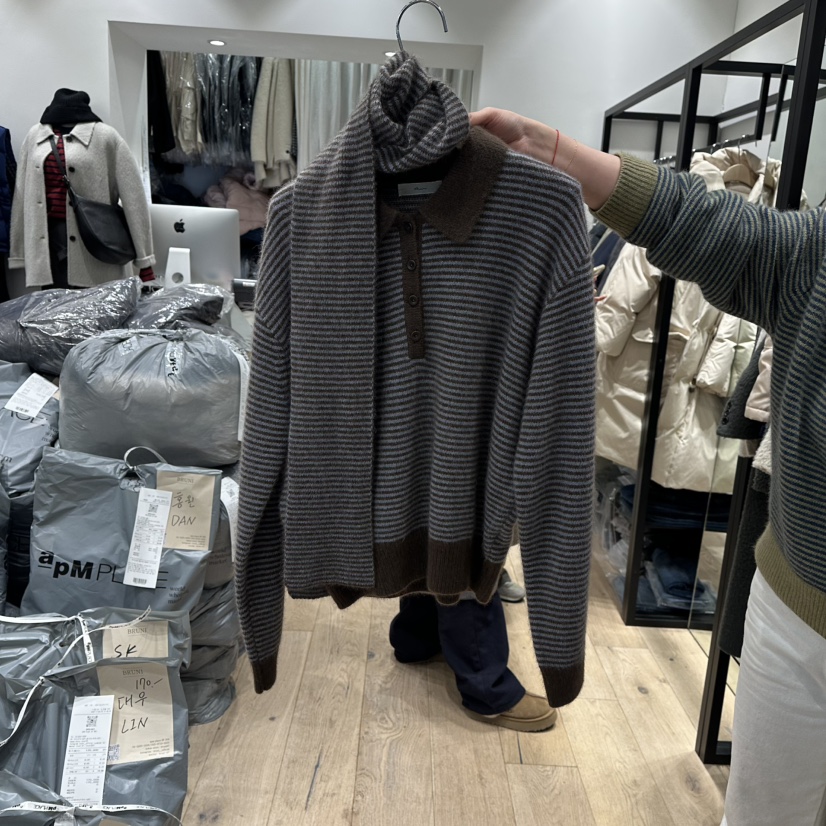 BRUNI/RICOTTA東大門㊣代購女裝新品熱賣25秋冬針織衫套裝浣熊BRUNI/RICOTTA針織衫圖色2