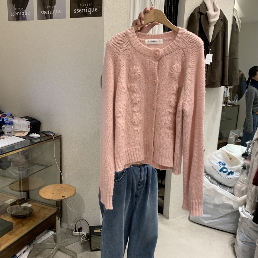 SSEMIENNE東大門㊣實拍女裝新款職業25秋冬時尚毛衣開衫繡花SSENIQUE毛衣圖色2