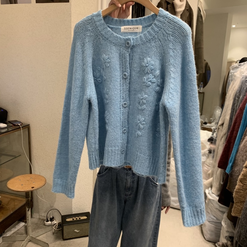 SSEMIENNE東大門㊣實拍女裝新款職業25秋冬時尚毛衣開衫繡花SSENIQUE毛衣圖色3