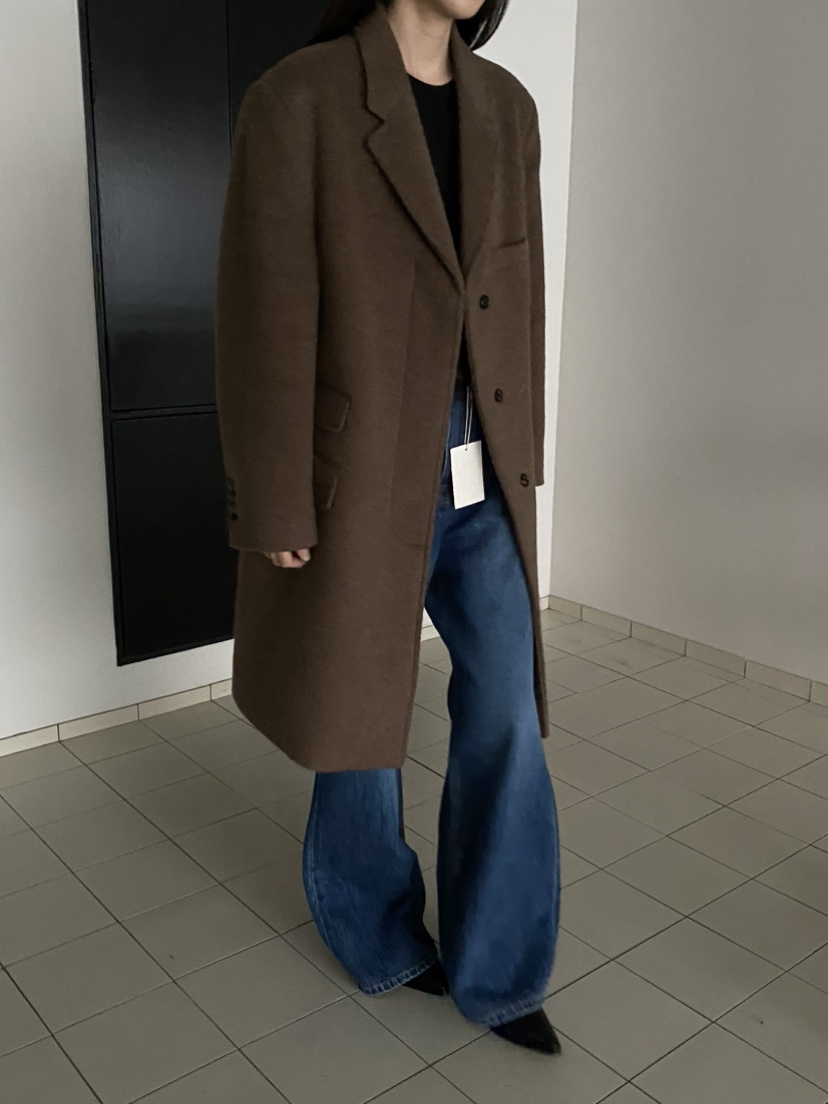 MOVENNE東大門㊣實拍女裝新款時尚休閑職業真品推薦中長款大衣MOVENNE中長款大衣