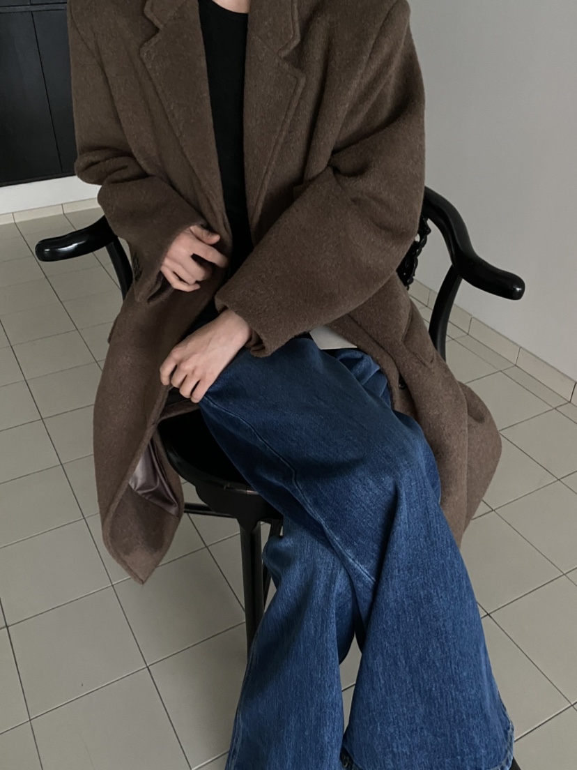 MOVENNE東大門㊣實拍女裝新款時尚休閑職業真品推薦中長款大衣MOVENNE中長款大衣