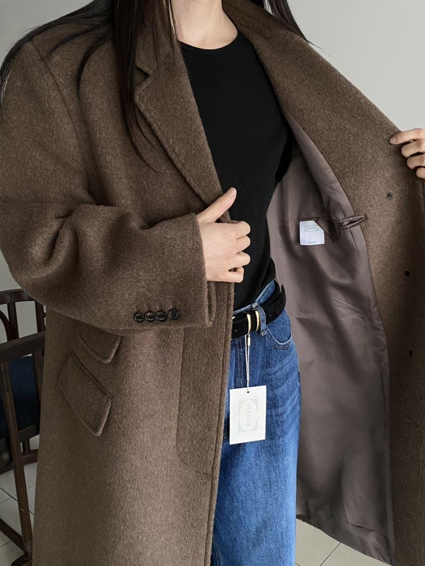 MOVENNE東大門㊣實拍女裝新款時尚休閑職業真品推薦中長款大衣MOVENNE中長款大衣