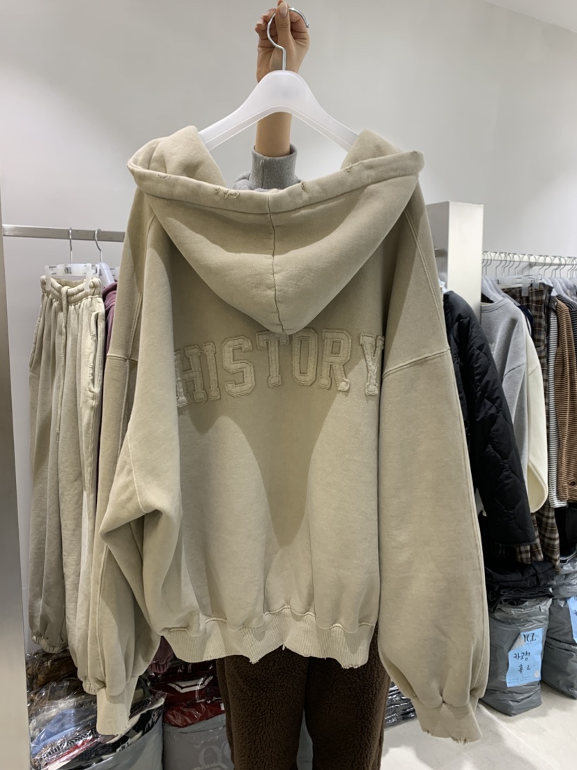 EYEL東大門㊣實拍女裝新款熱賣職業25秋冬衛衣拉鏈豬皮連帽EYEL衛衣