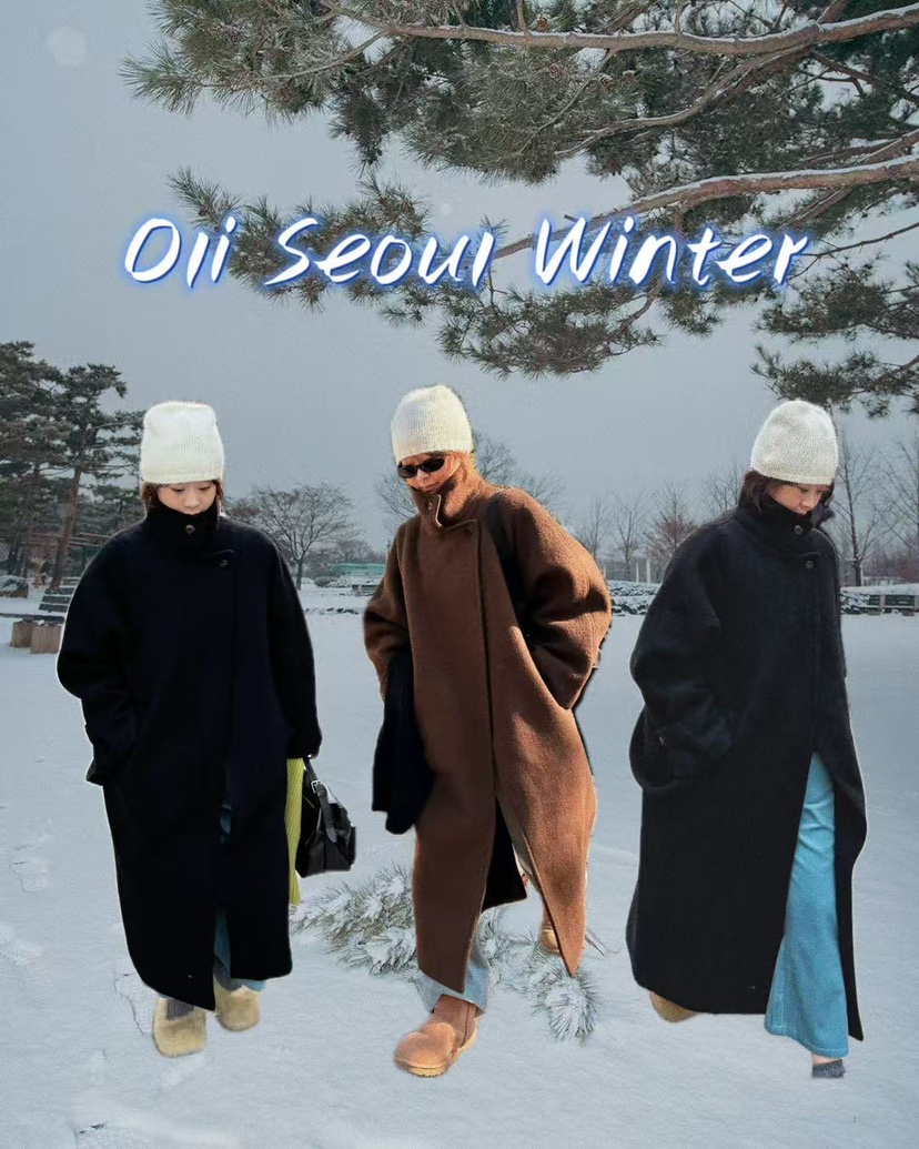 OLI SEOUL東大門㊣直郵女士新款真品推薦人氣熱賣中長款大衣OLI SEOUL中長款大衣