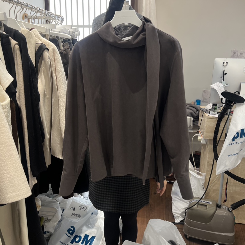 UNDERSTANDING東大門㊣實拍女裝新款時尚25秋冬襯衫蕾絲衫圍巾UNDERSTANDING襯衫/蕾絲衫圖色1