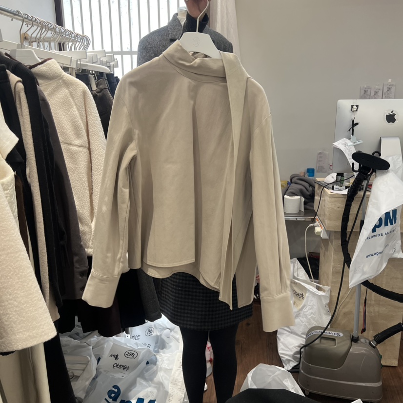 UNDERSTANDING東大門㊣實拍女裝新款時尚25秋冬襯衫蕾絲衫圍巾UNDERSTANDING襯衫/蕾絲衫圖色2