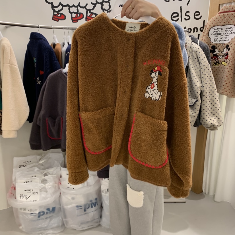 VENTI韓國代購㊣女士新款熱賣推薦人氣25秋冬休閑夾克羊毛衫VENTI夾克圖色2