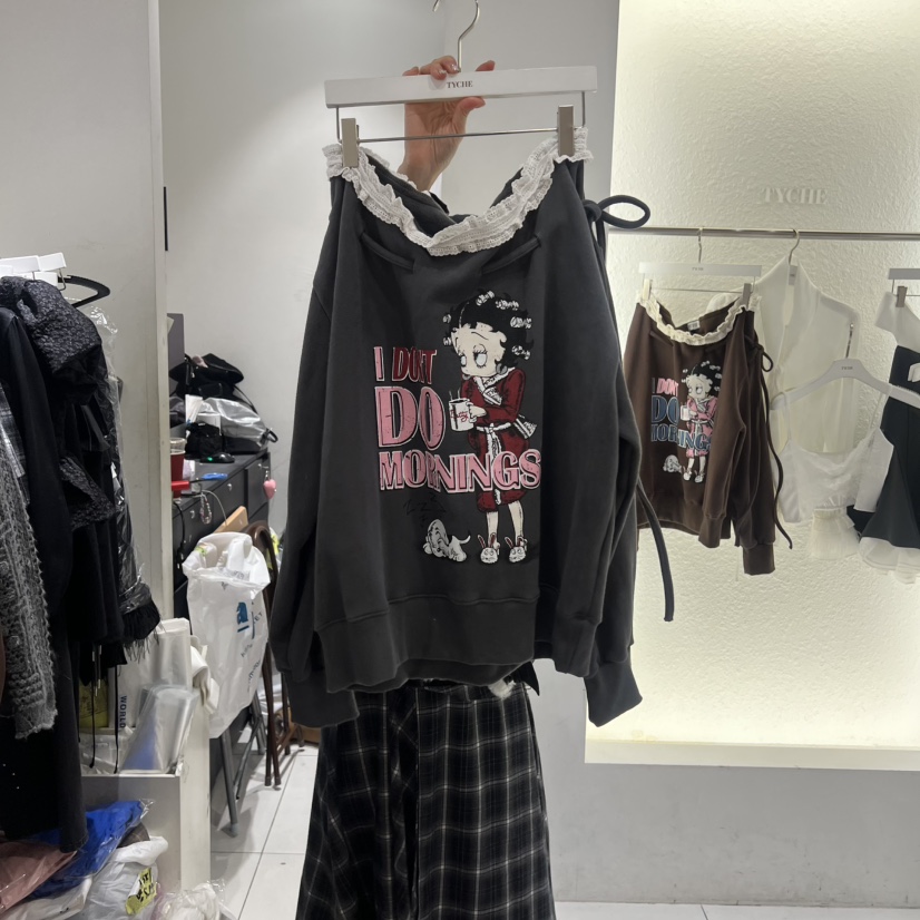 TYCHE韓國代購㊣女裝新款人氣職業推薦時尚熱賣25秋冬衛衣加絨TYCHE衛衣圖色2