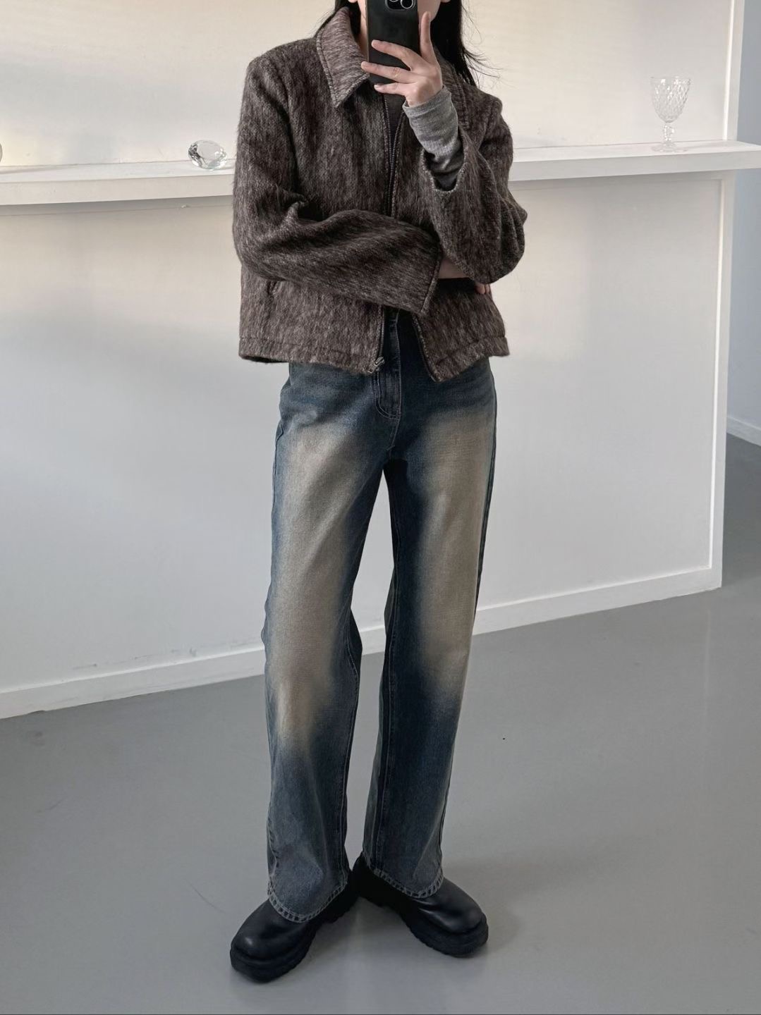 DOUBLEM韓國直郵㊣女裝新款推薦真品職業人氣熱賣休閑牛仔褲DOUBLEM牛仔褲圖色1