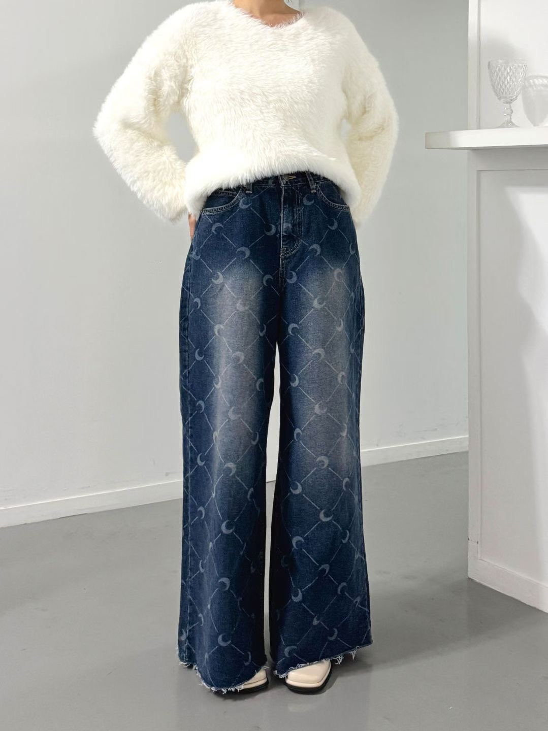 DOUBLEM韓國代購㊣女士新款職業時尚人氣推薦熱賣休閑牛仔褲DOUBLEM牛仔褲圖色1