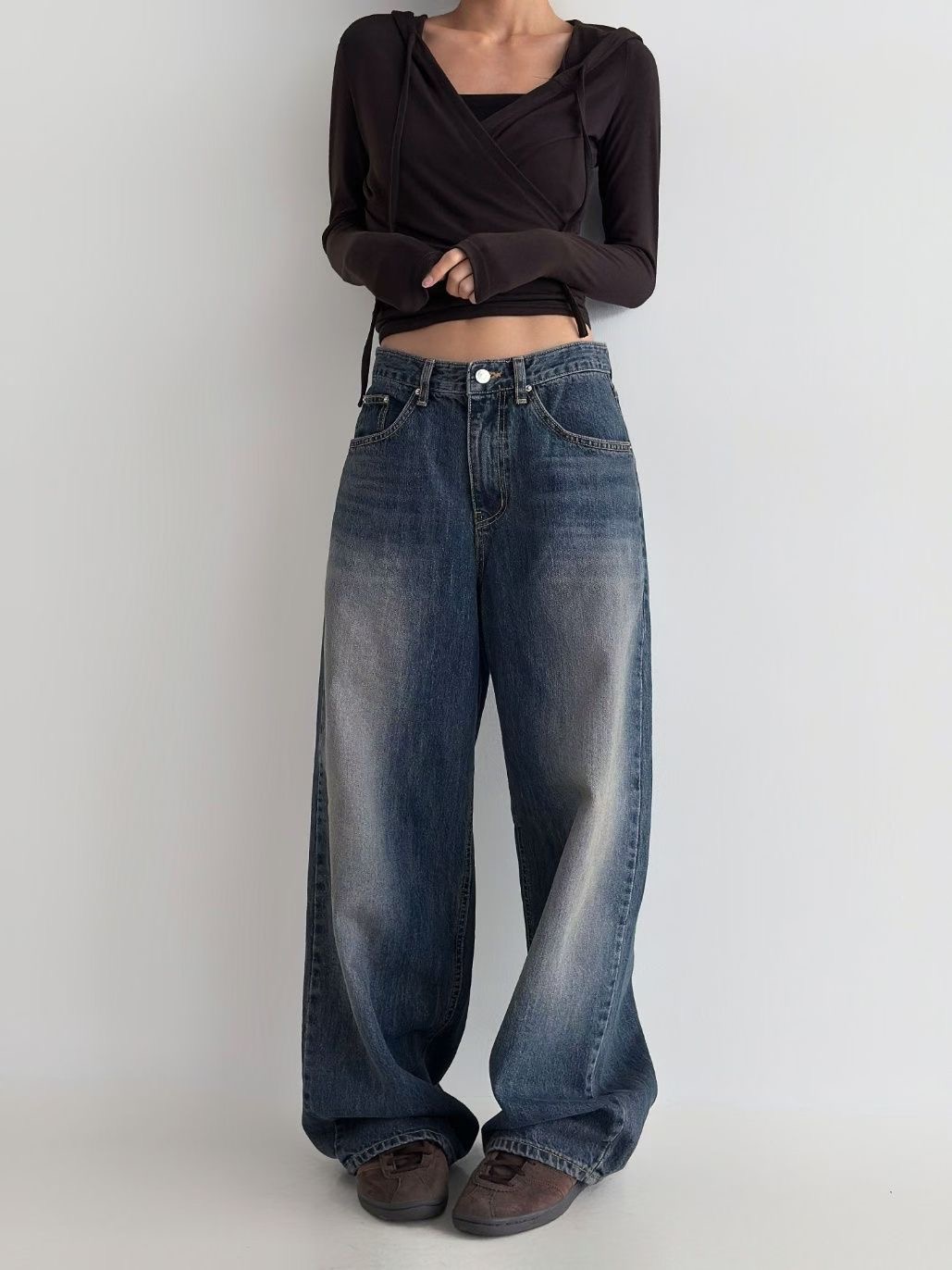 DOUBLEM東大門㊣代購女裝新款25秋冬人氣推薦職業時尚牛仔褲DOUBLEM牛仔褲圖色1