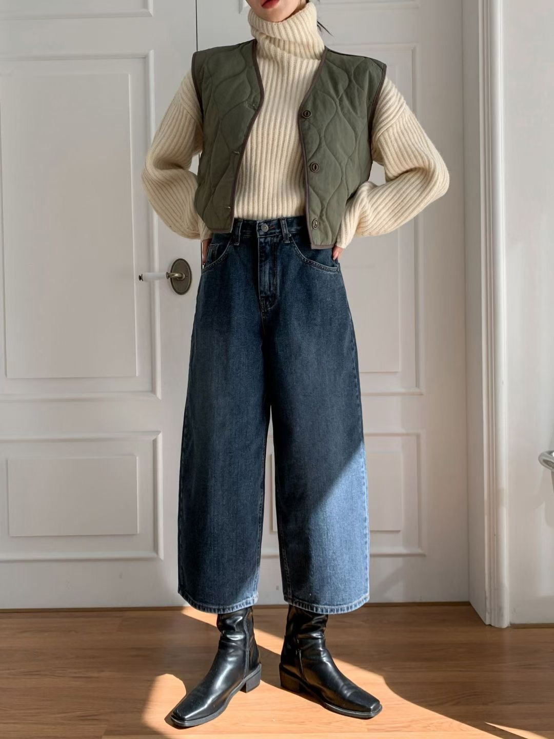 DOUBLEM東大門㊣代購女士新品時尚熱賣25秋冬人氣職業牛仔褲DOUBLEM牛仔褲